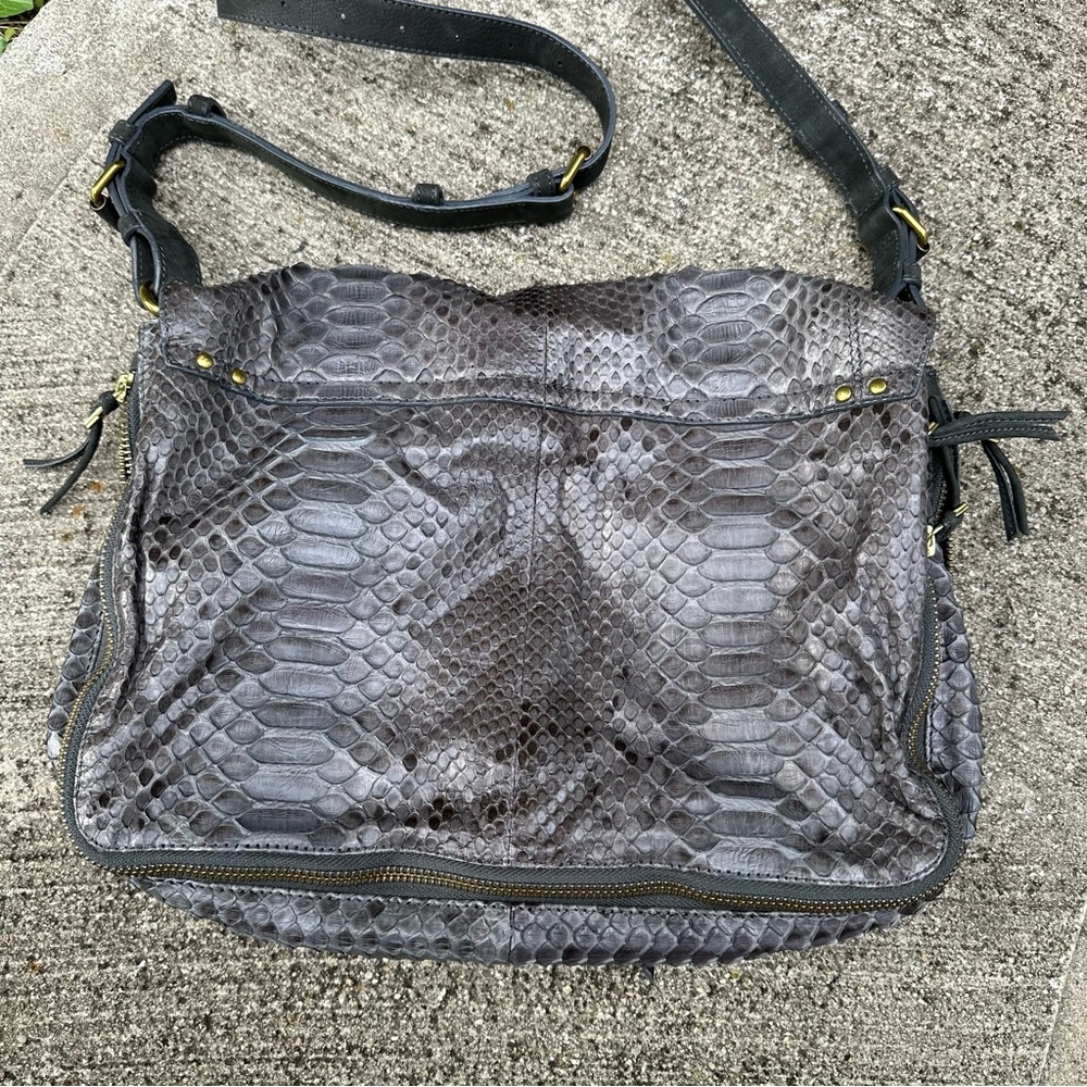 Jerome Dreyfuss Gray Python Albert Messenger Bag - image 2